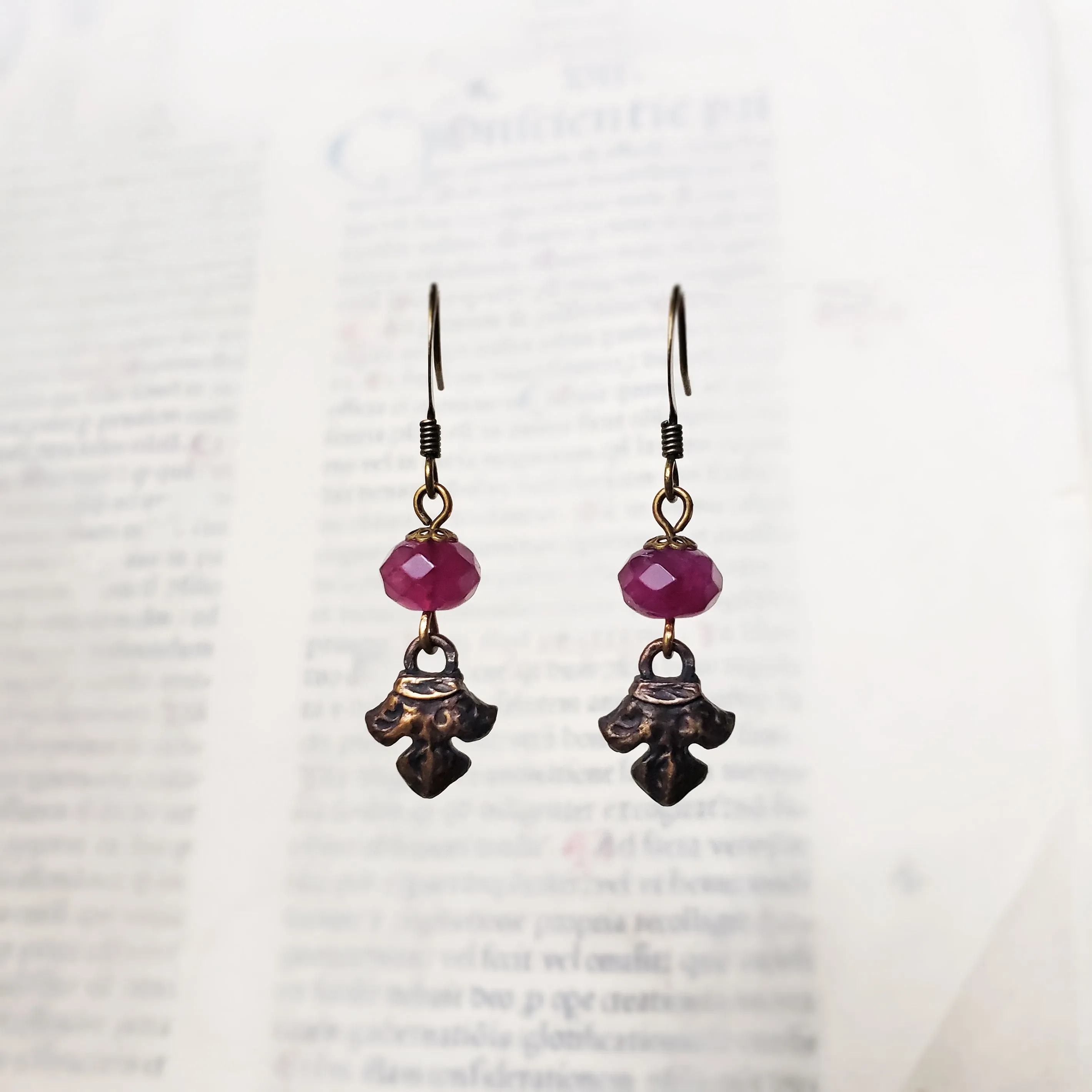 fleur earrings : fluorite & antiqued bronze