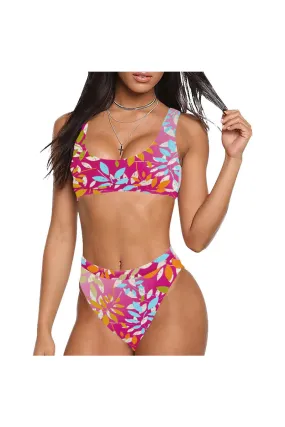 Flowery Sport Top & High-Waist Bikini Swimsuit