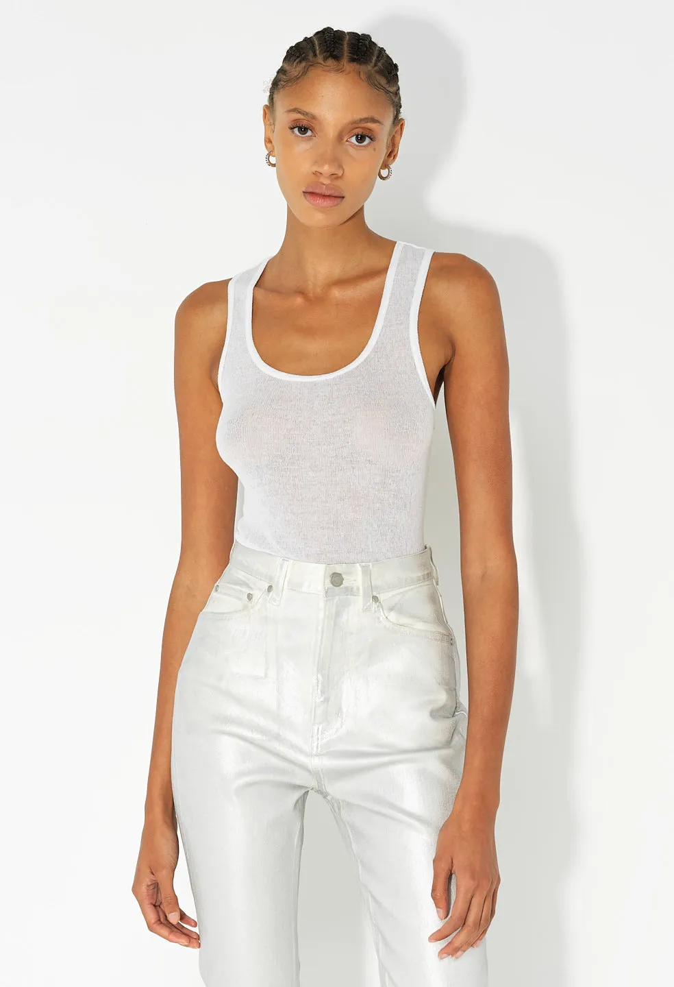 Gauze Rib Tank / White