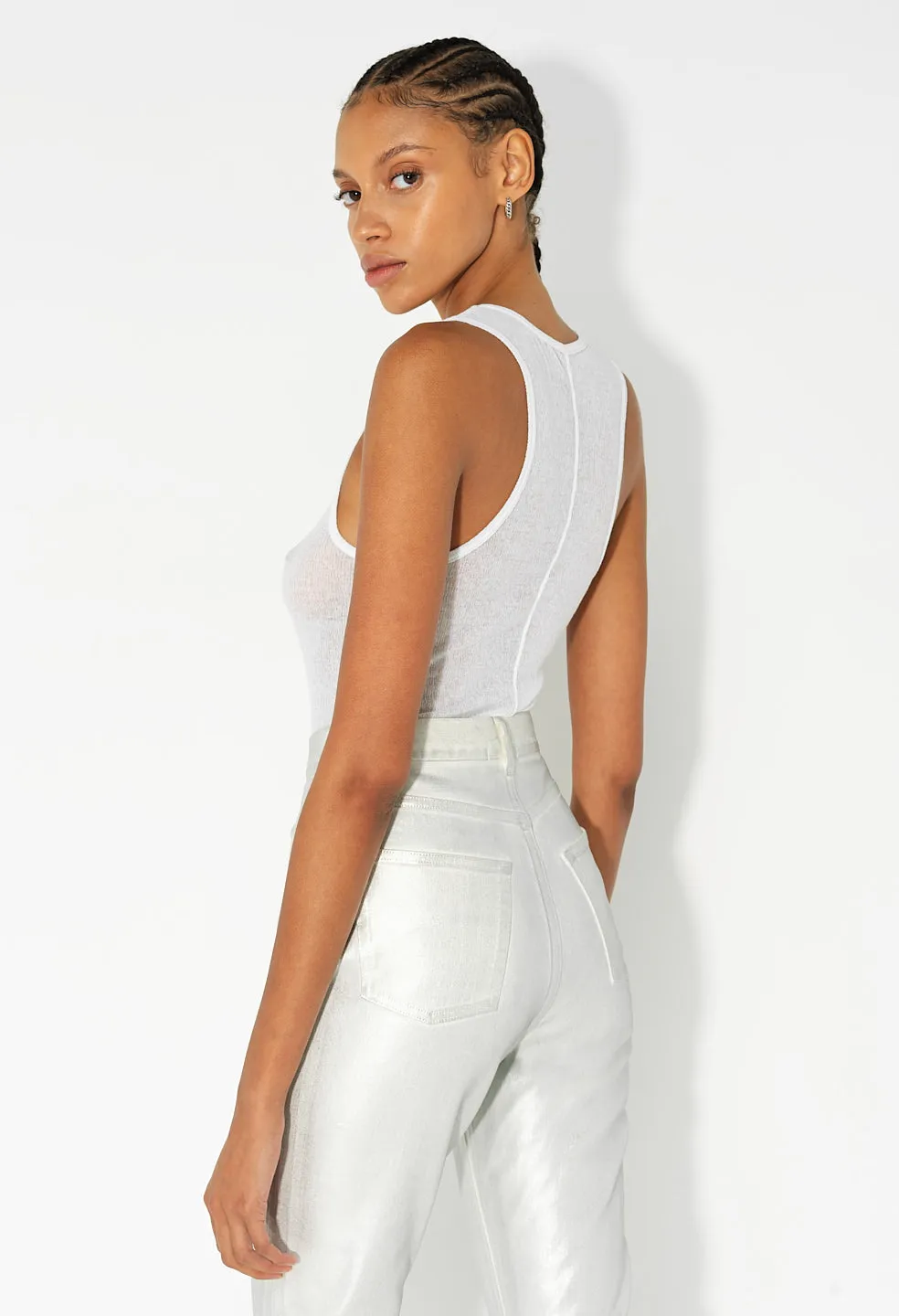 Gauze Rib Tank / White