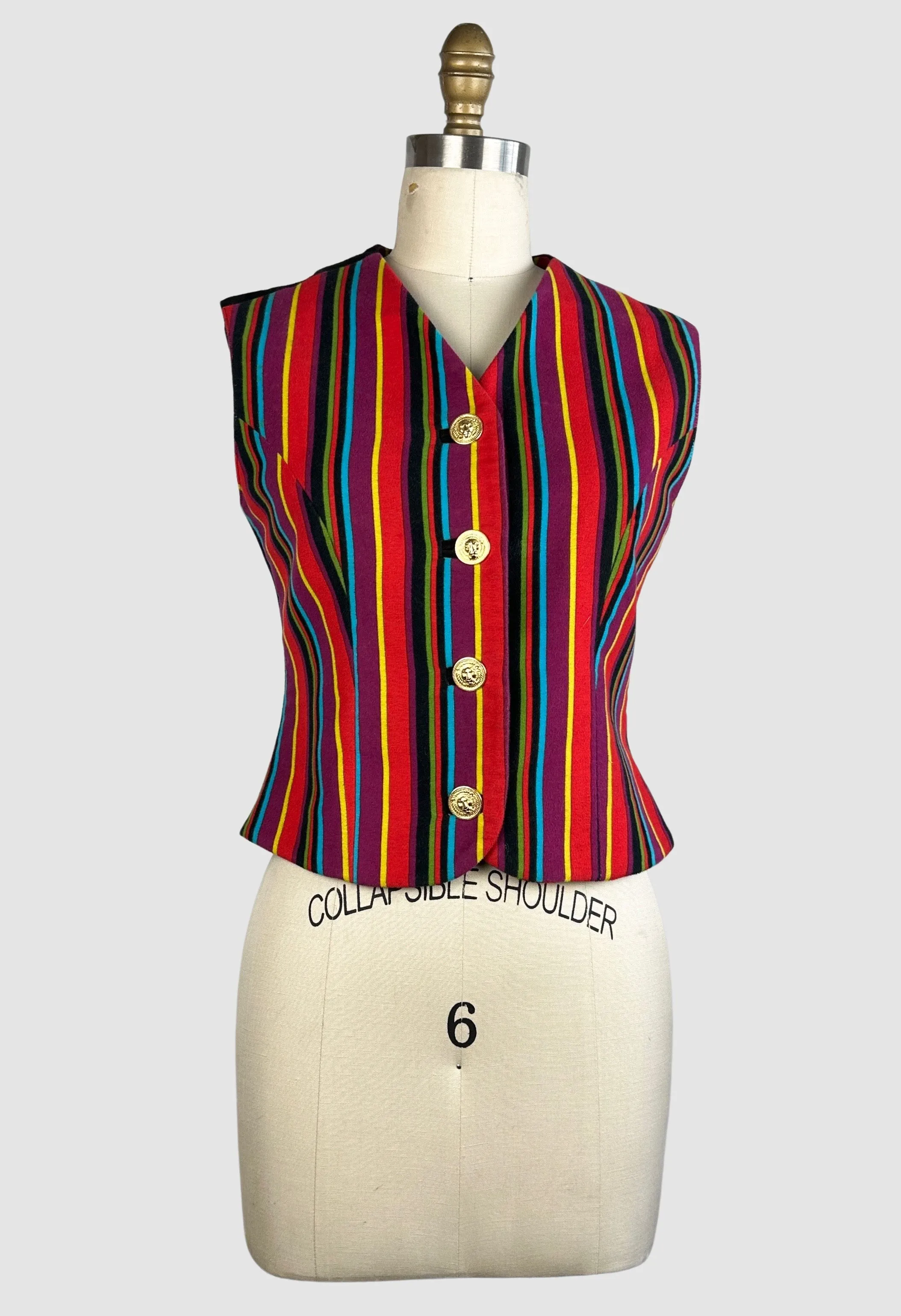 GIANNI VERSACE VERSUS 90s Striped Velveteen and Suede Vest  Small