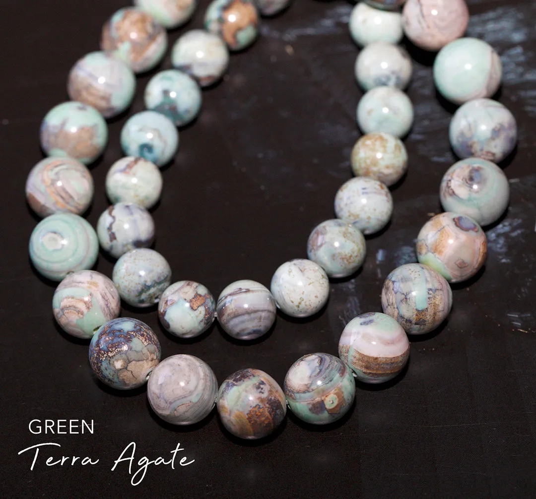 GREEN Terra Agate 10mm Round 15-16 Inch