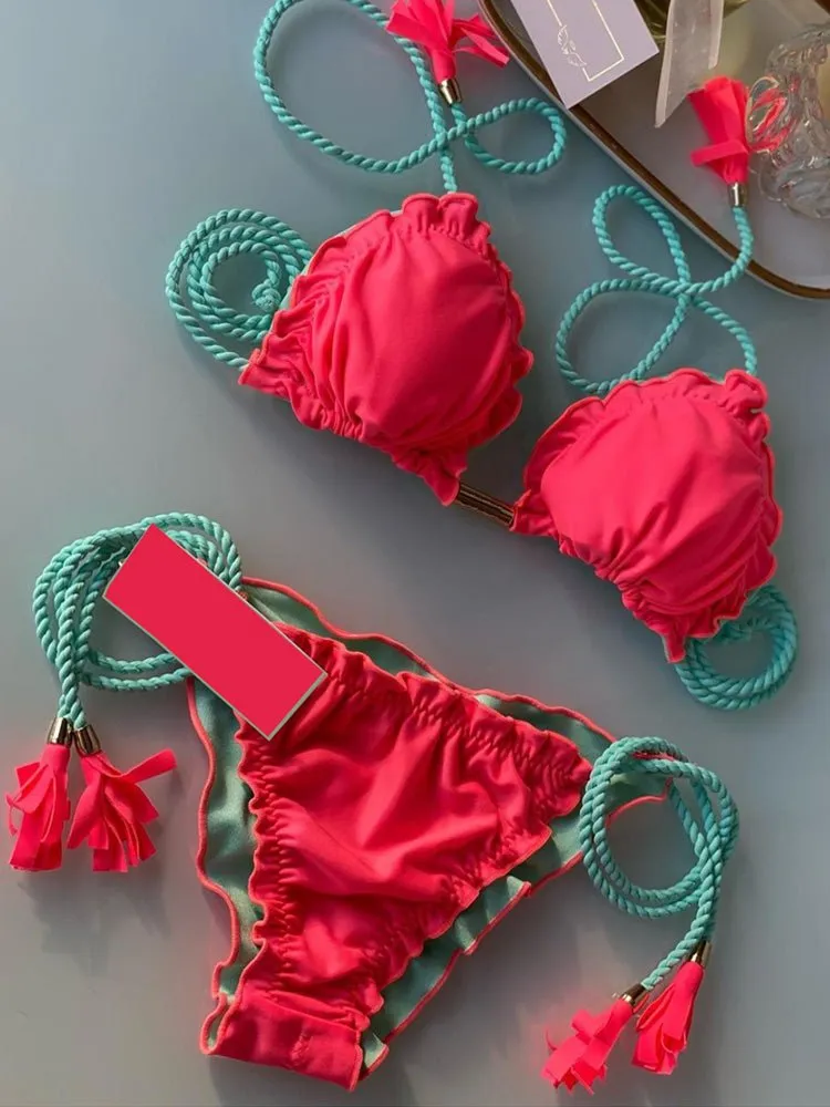 Hailey Sexy Triangel-Bikini-Set mit Seitenschnürung 