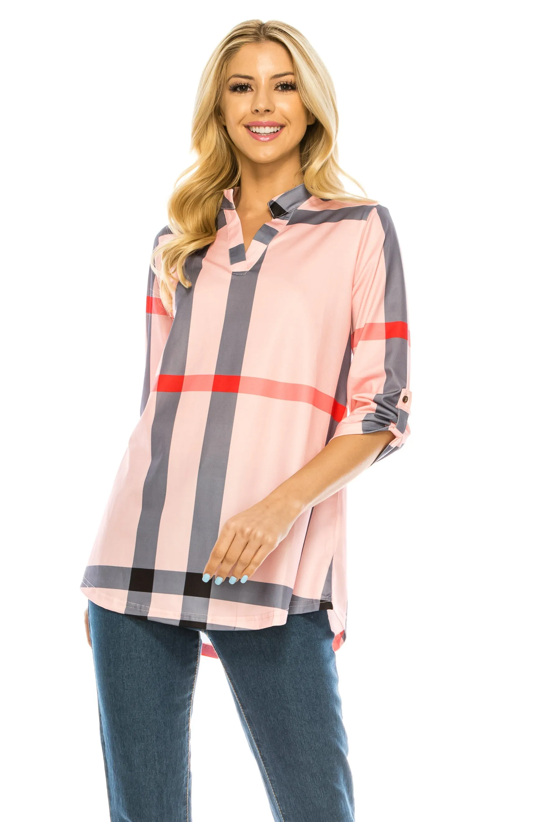 Haute Edition Women's 3/4 Sleeve Tunic Tops S-3X. Plus size available.