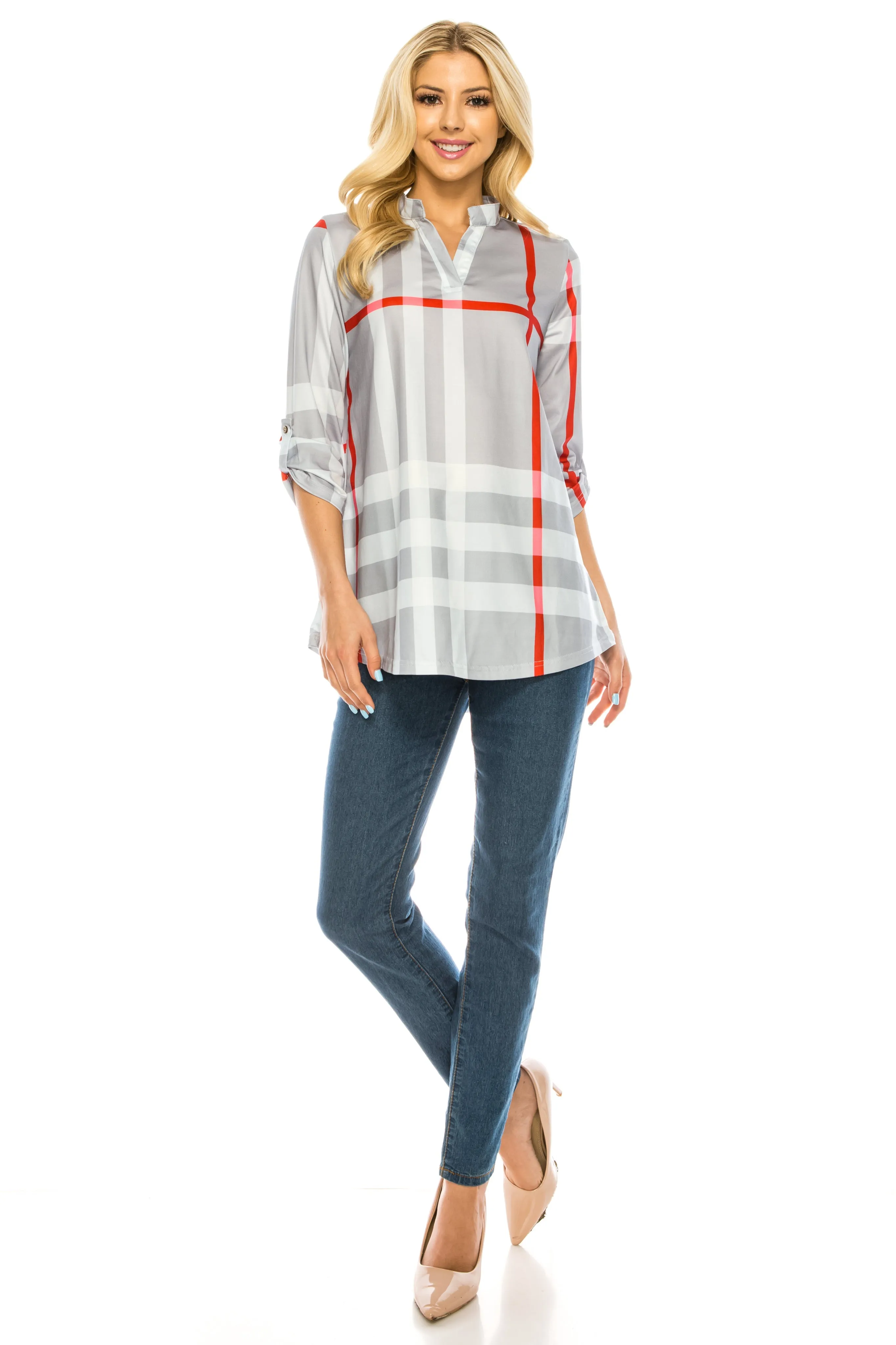 Haute Edition Women's 3/4 Sleeve Tunic Tops S-3X. Plus size available.