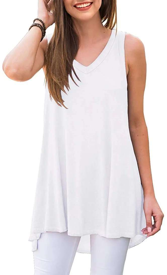 Haute Edition Women's V-Neck Tunic Length Long Tank