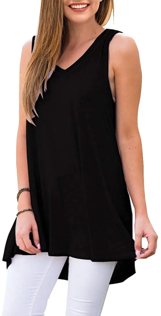 Haute Edition Women's V-Neck Tunic Length Long Tank