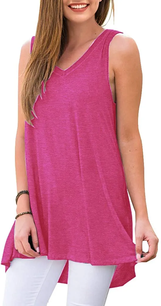 Haute Edition Women's V-Neck Tunic Length Long Tank