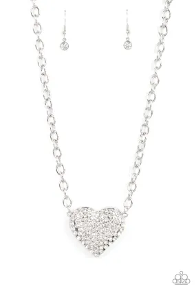 Heartbreakingly Blingy - White Necklace