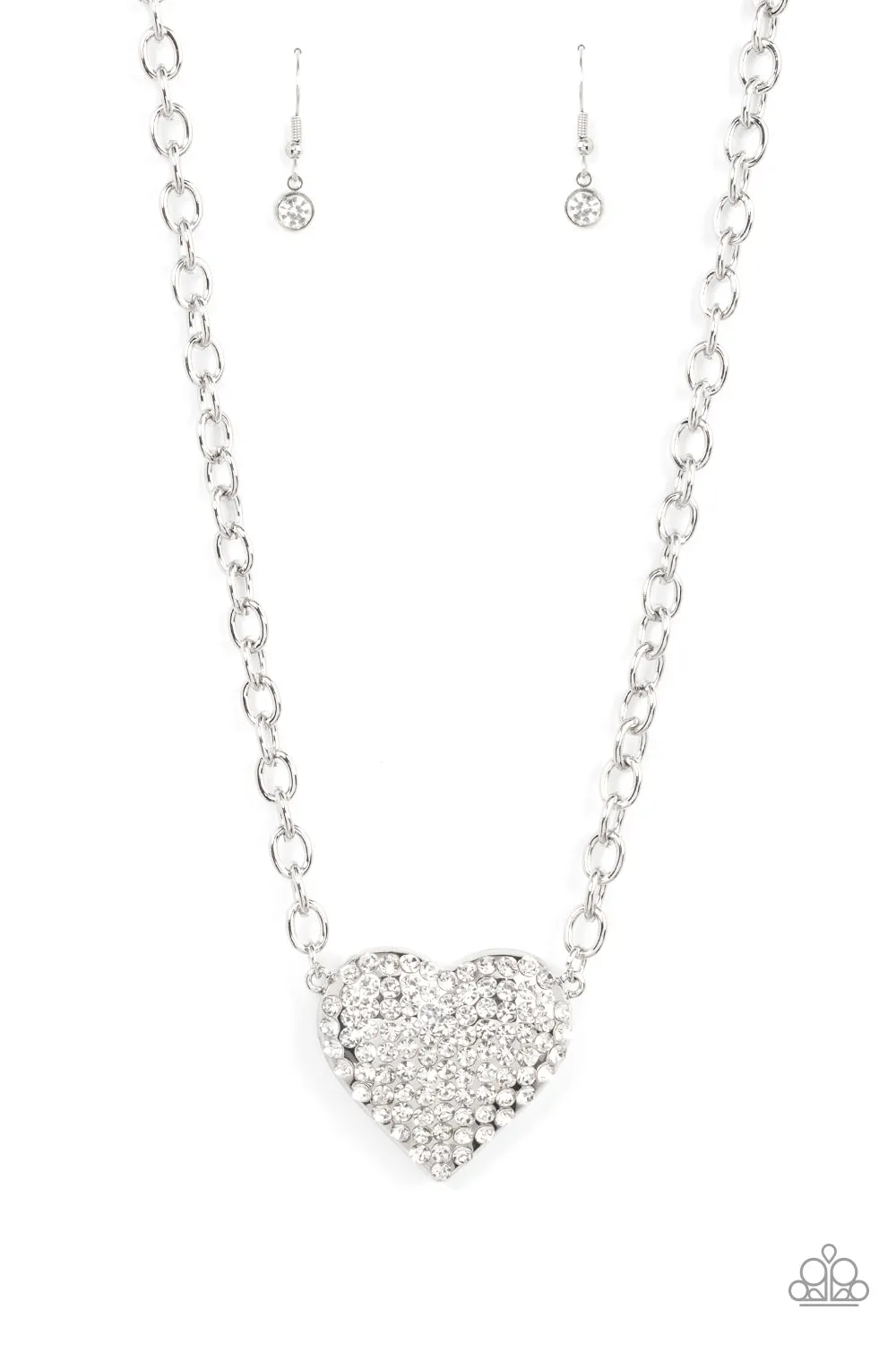 Heartbreakingly Blingy - White Necklace