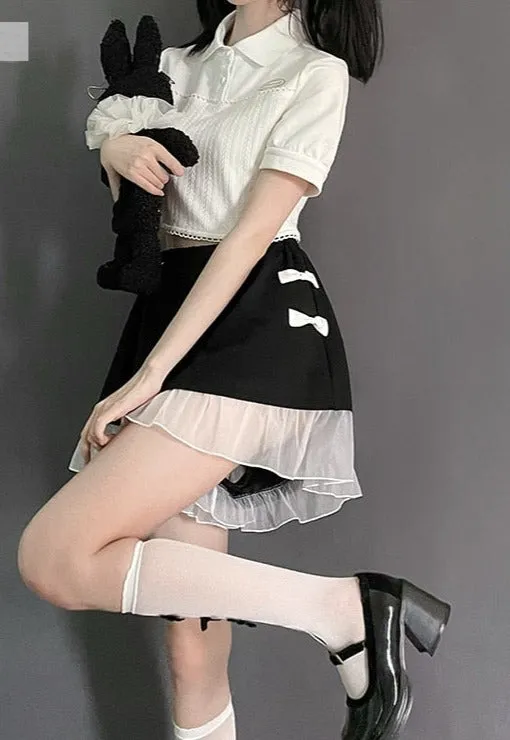 High-Waisted Skirt With Laced Hem