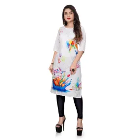 Holi Women Kurti White