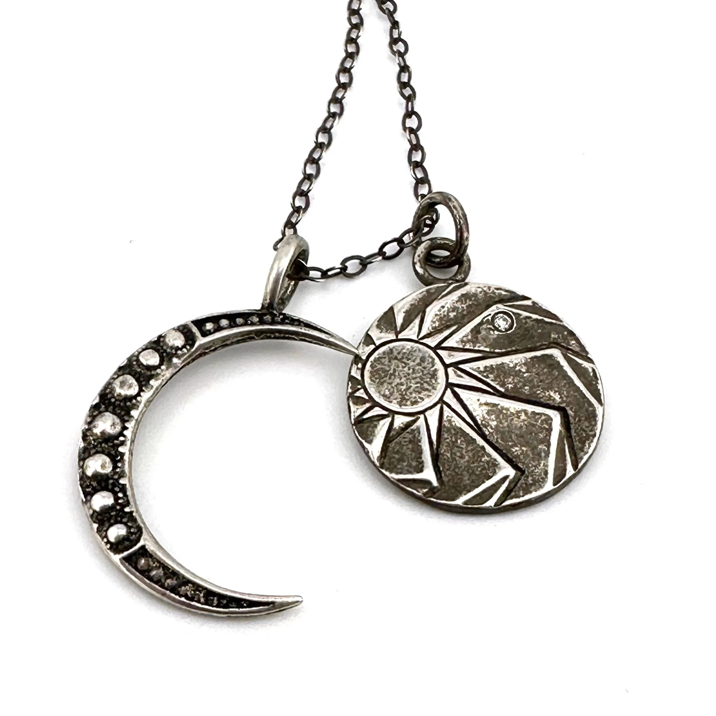 HORIZON MOON Necklace Set - Silver and White Diamond