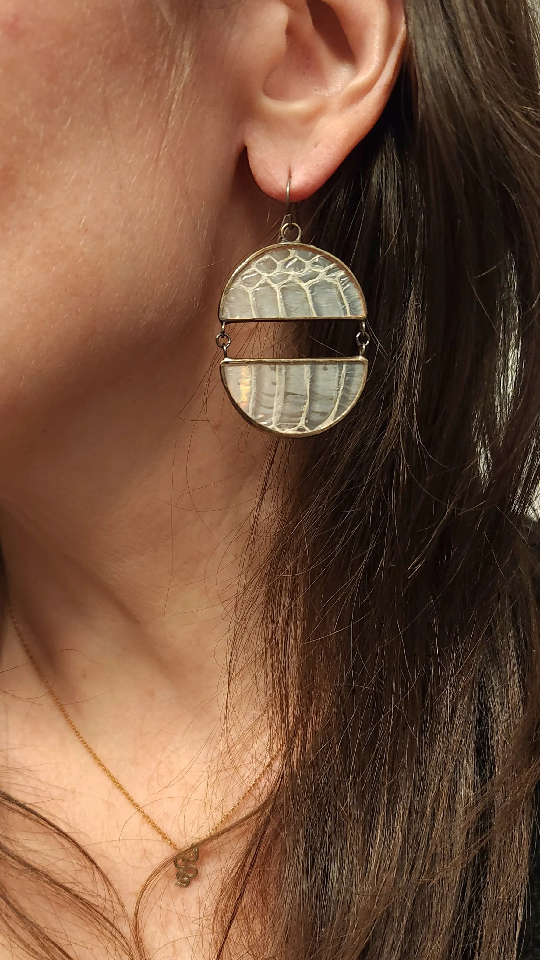 Iridescent Snakeskin Shed Above & Below the Horizon Earrings