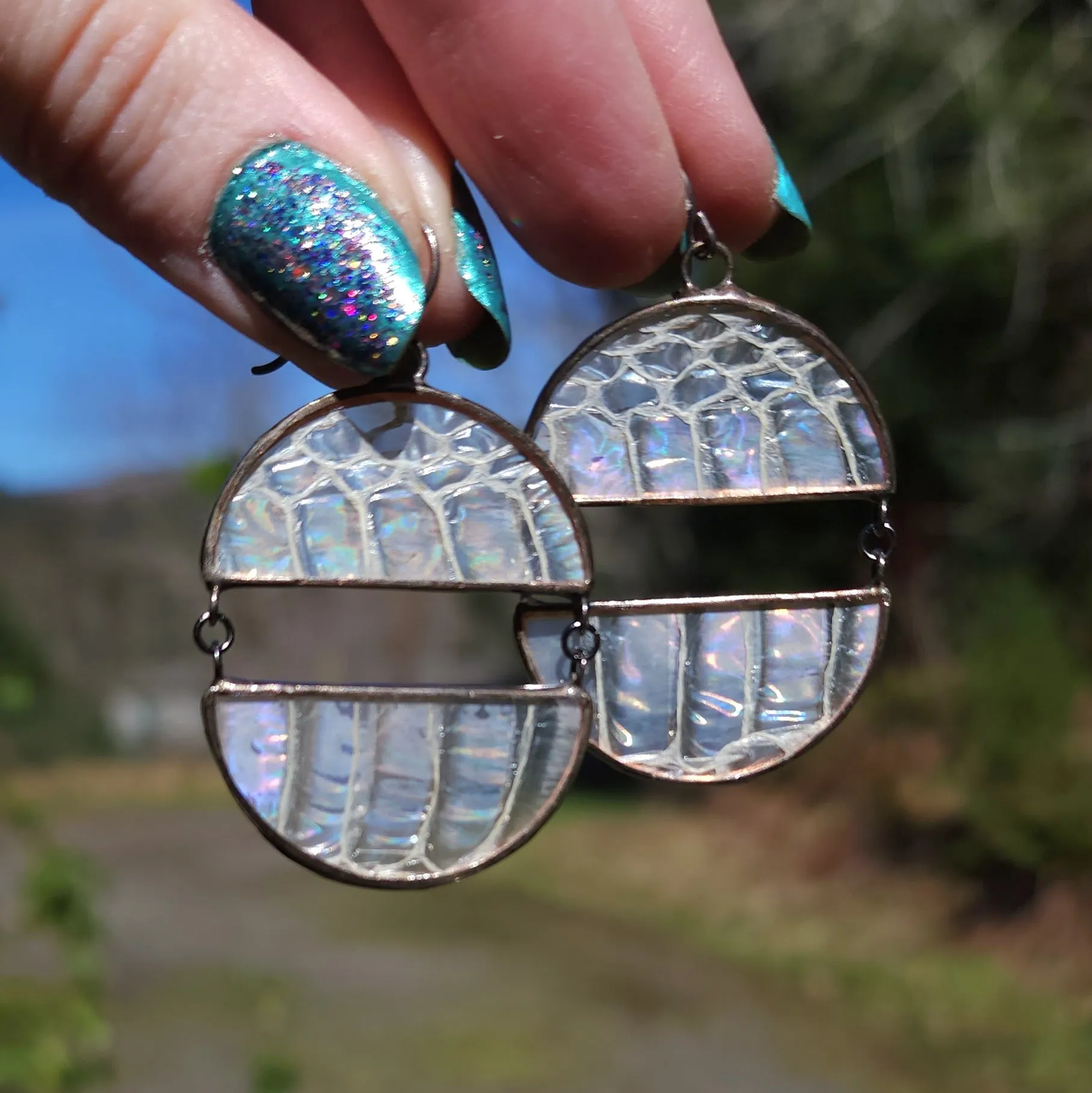 Iridescent Snakeskin Shed Above & Below the Horizon Earrings