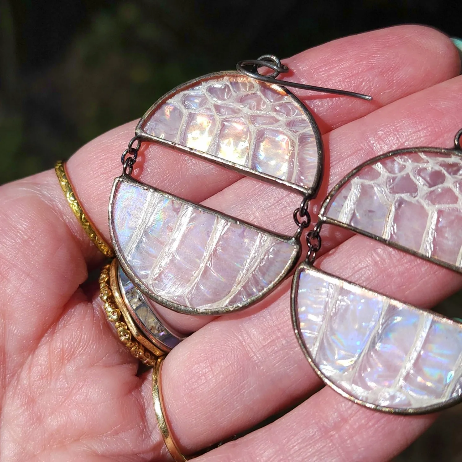 Iridescent Snakeskin Shed Above & Below the Horizon Earrings