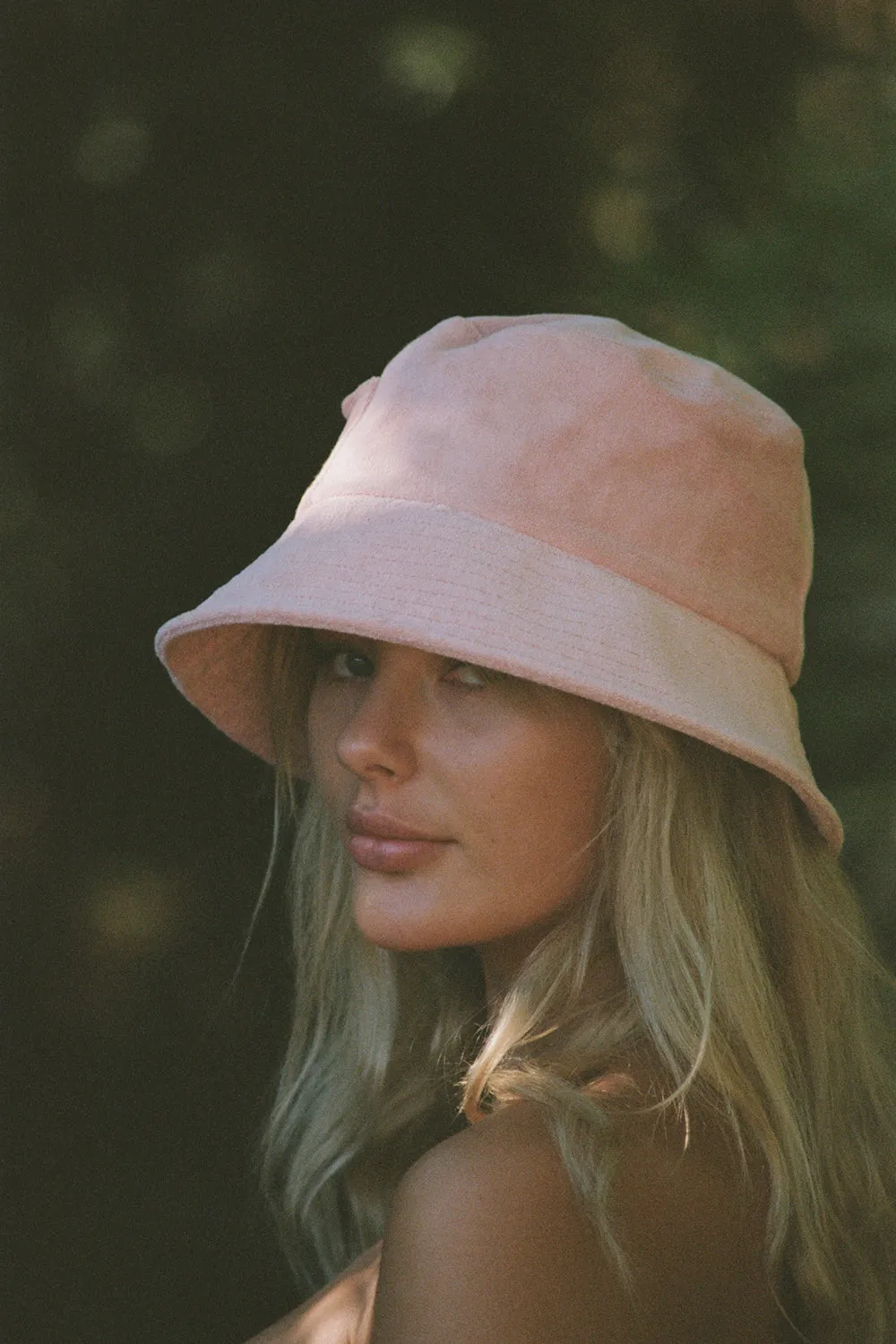 Lack of Color Terry Wave Bucket Hat in Baby Pink