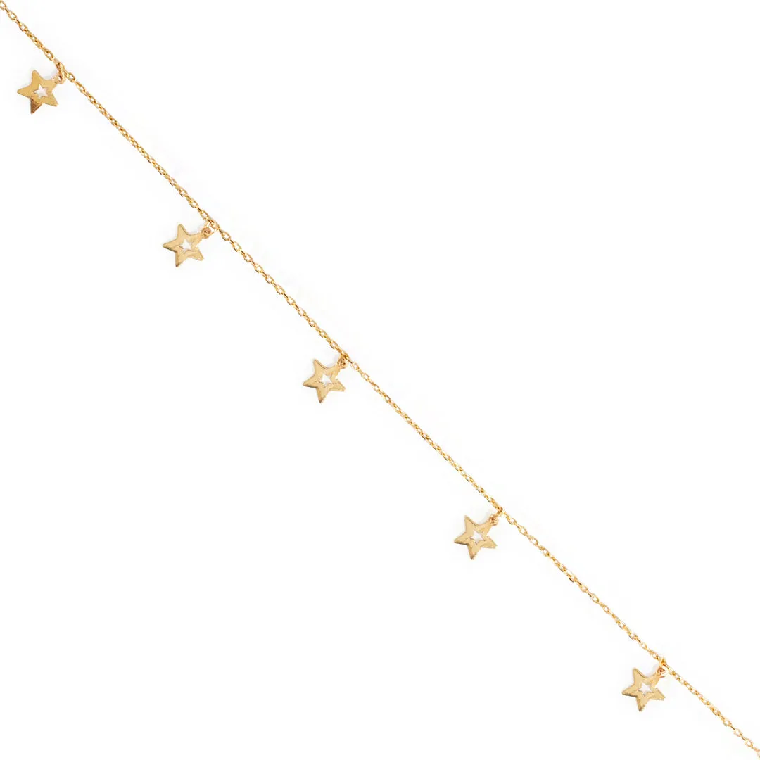 Ladies 14K Yellow Gold Stars Collar Necklace