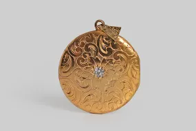 Large Victorian Engraved Diamond Set Locket