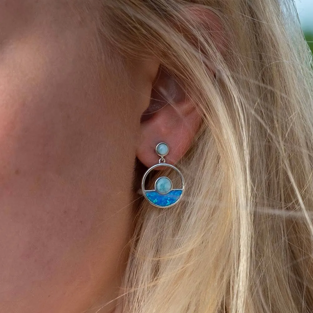 Larimar Horizon Earrings with Opal