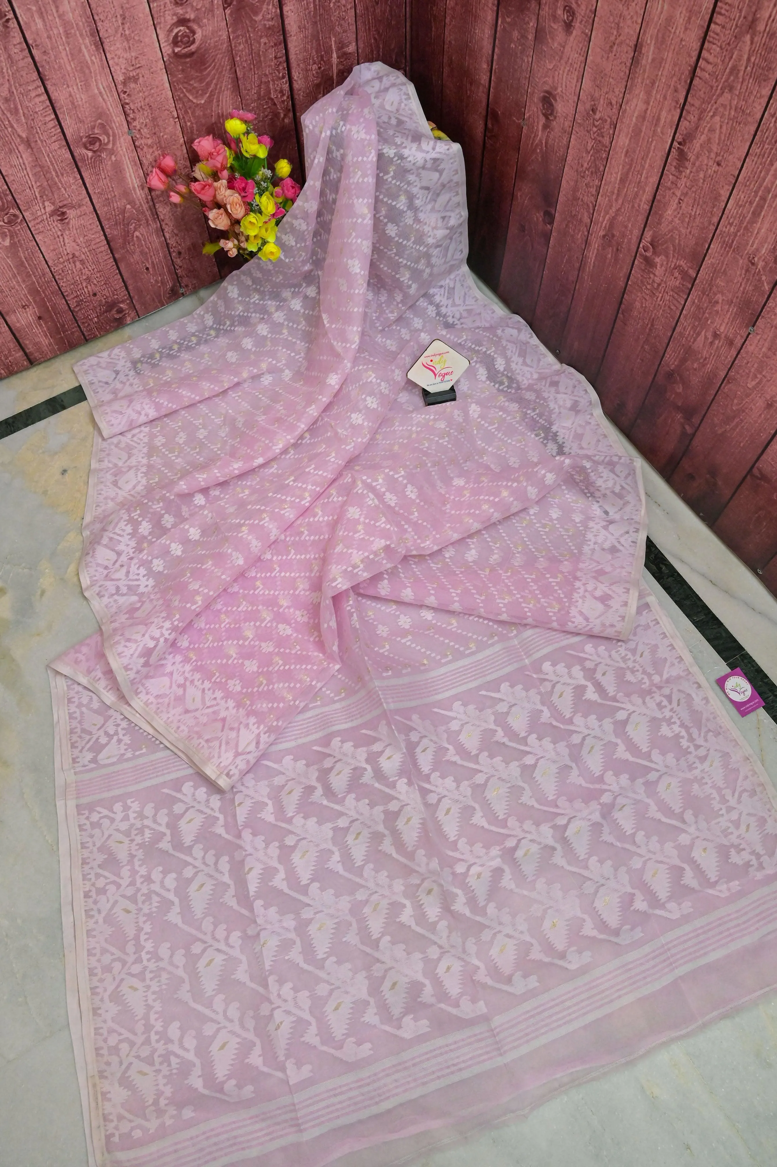 Light Pink Color Jamdani Saree with Blouse Piece