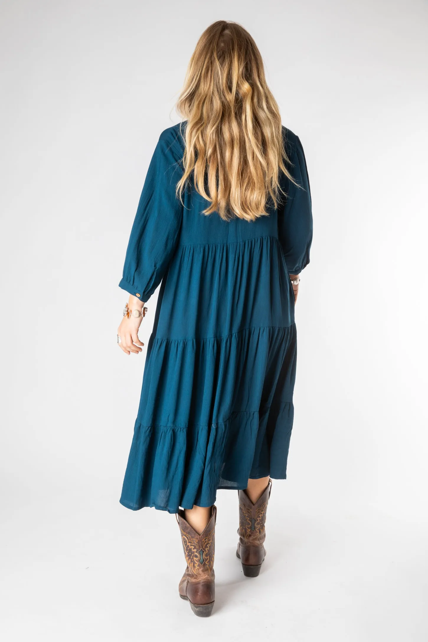 Long Layered Crepe Dress