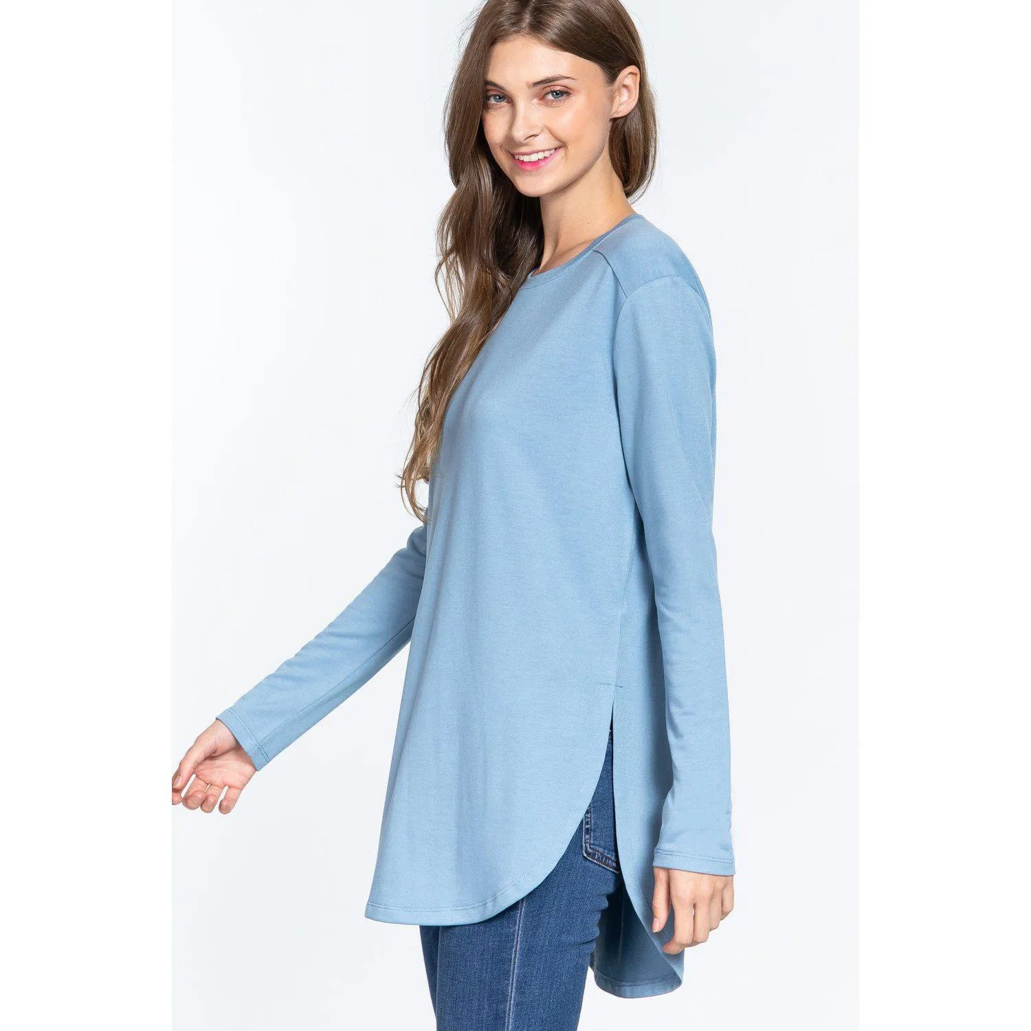 Long Slv Side Slit French Terry Tunic