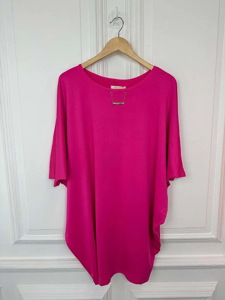 Malissa J Chain Detail Batwing Tunic - Pink