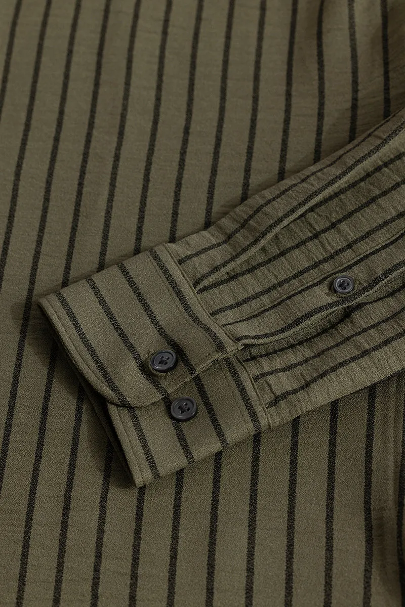 Mandarin Elegance Olive Shirt