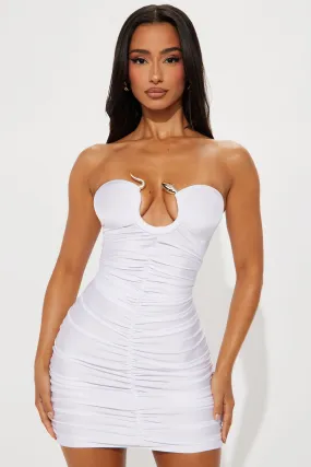 Medusa Ruched Micro Mini Dress - White