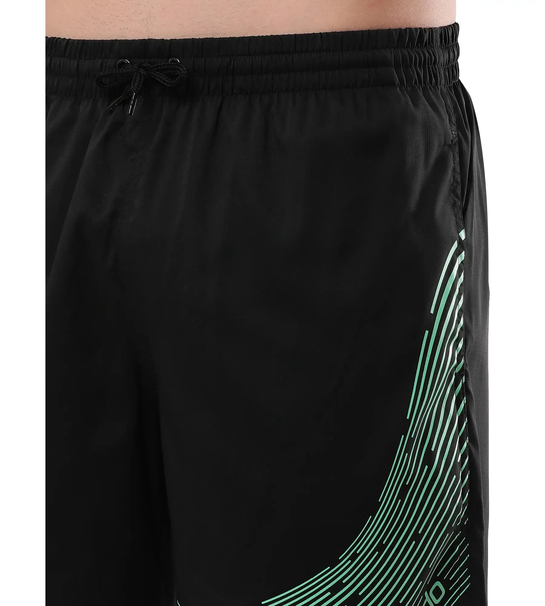 Men's Essential Medley Logo Printed Watershorts - Black  &  Harlequin Green