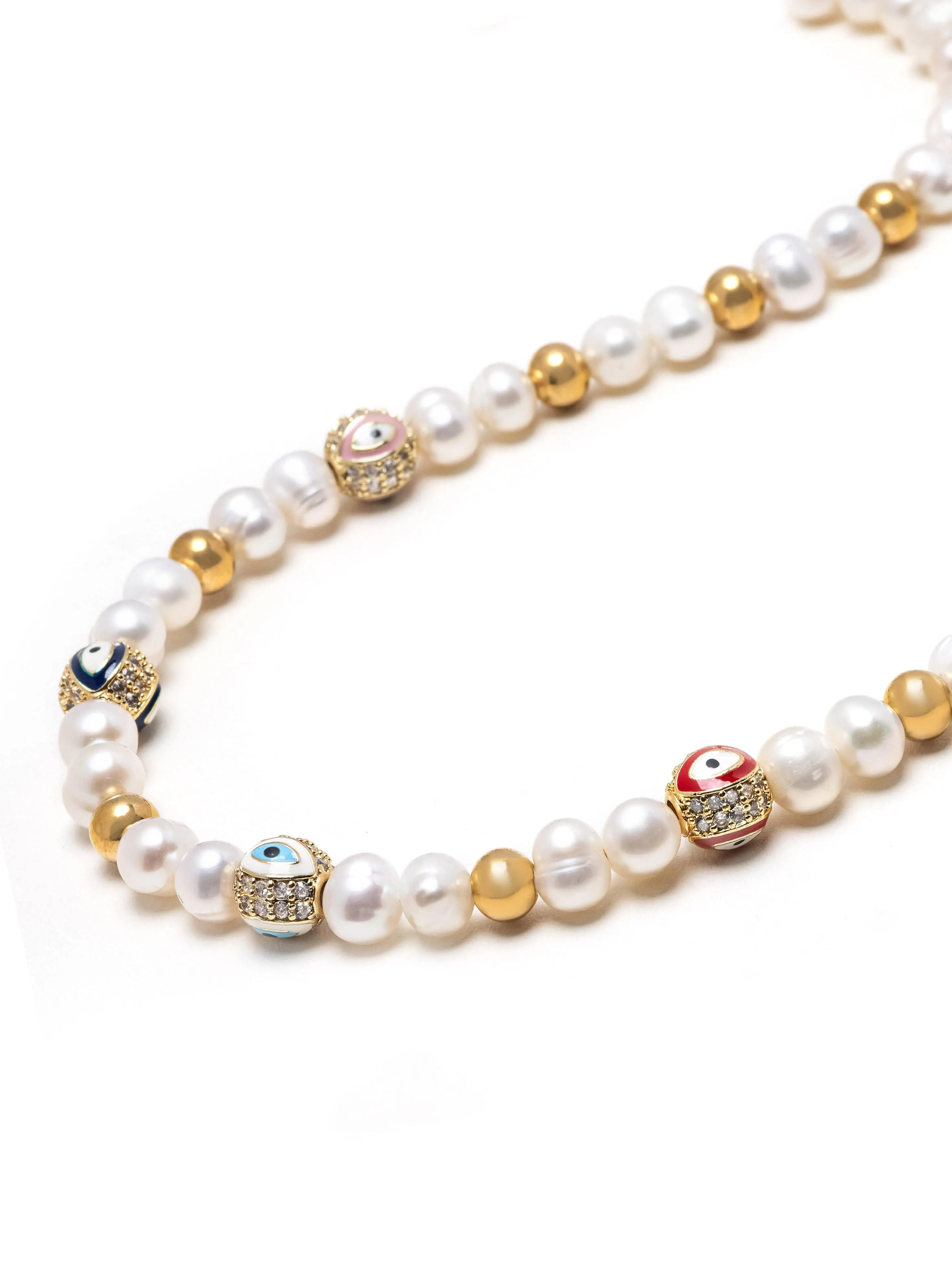 Men's Evil Eye Pearl Choker