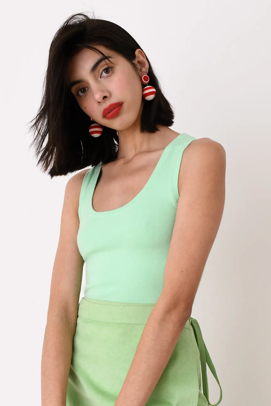 Mint Green Peachskin Sleeveless Scoop Neck