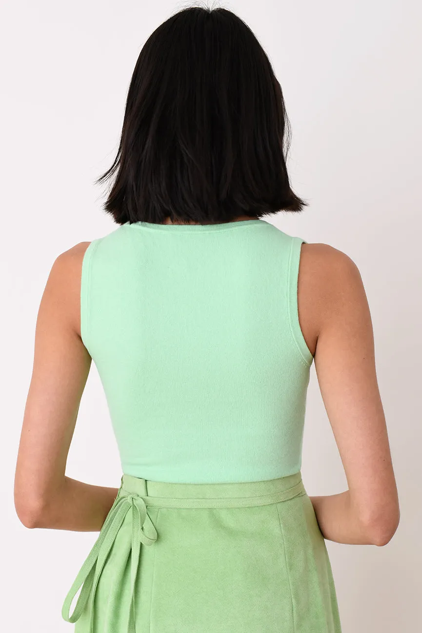 Mint Green Peachskin Sleeveless Scoop Neck