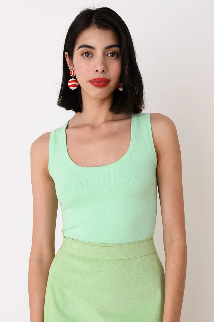 Mint Green Peachskin Sleeveless Scoop Neck