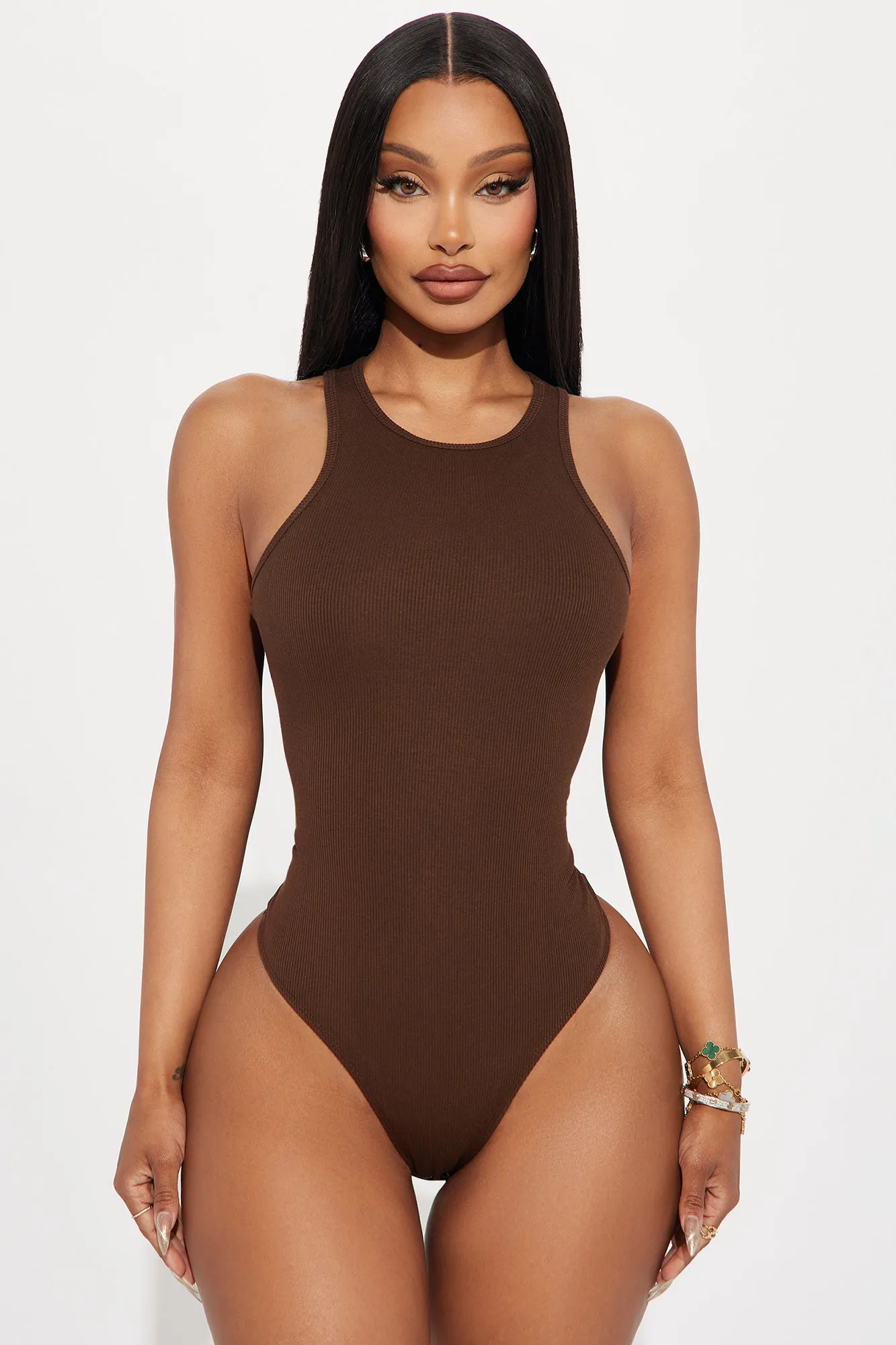 Model Attitude Racerback Bodysuit - Chocolate