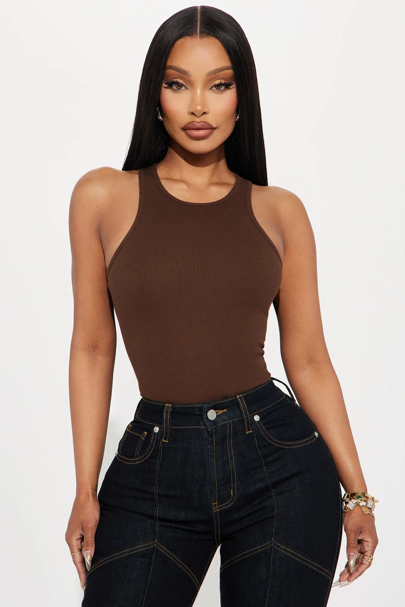 Model Attitude Racerback Bodysuit - Chocolate