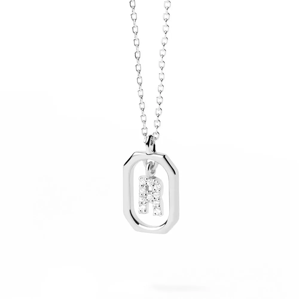 Moissanite Initial R Dangle Pendant Necklace