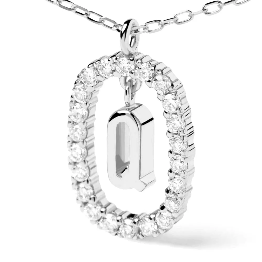 Moissanite Letter Q Dangle Pendant Necklace