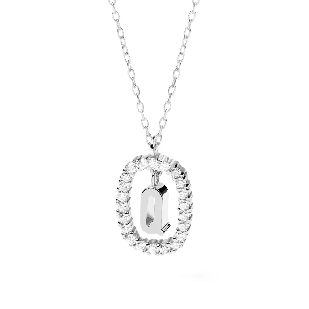 Moissanite Letter Q Dangle Pendant Necklace