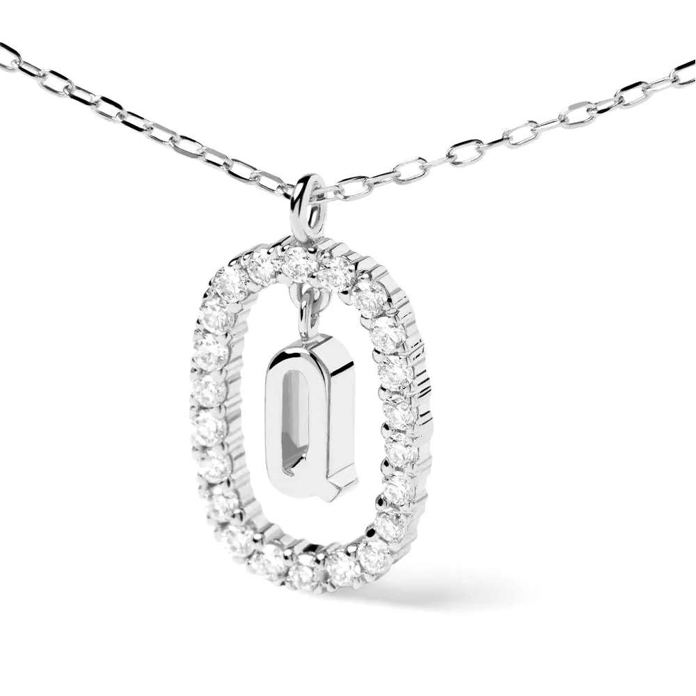 Moissanite Letter Q Dangle Pendant Necklace