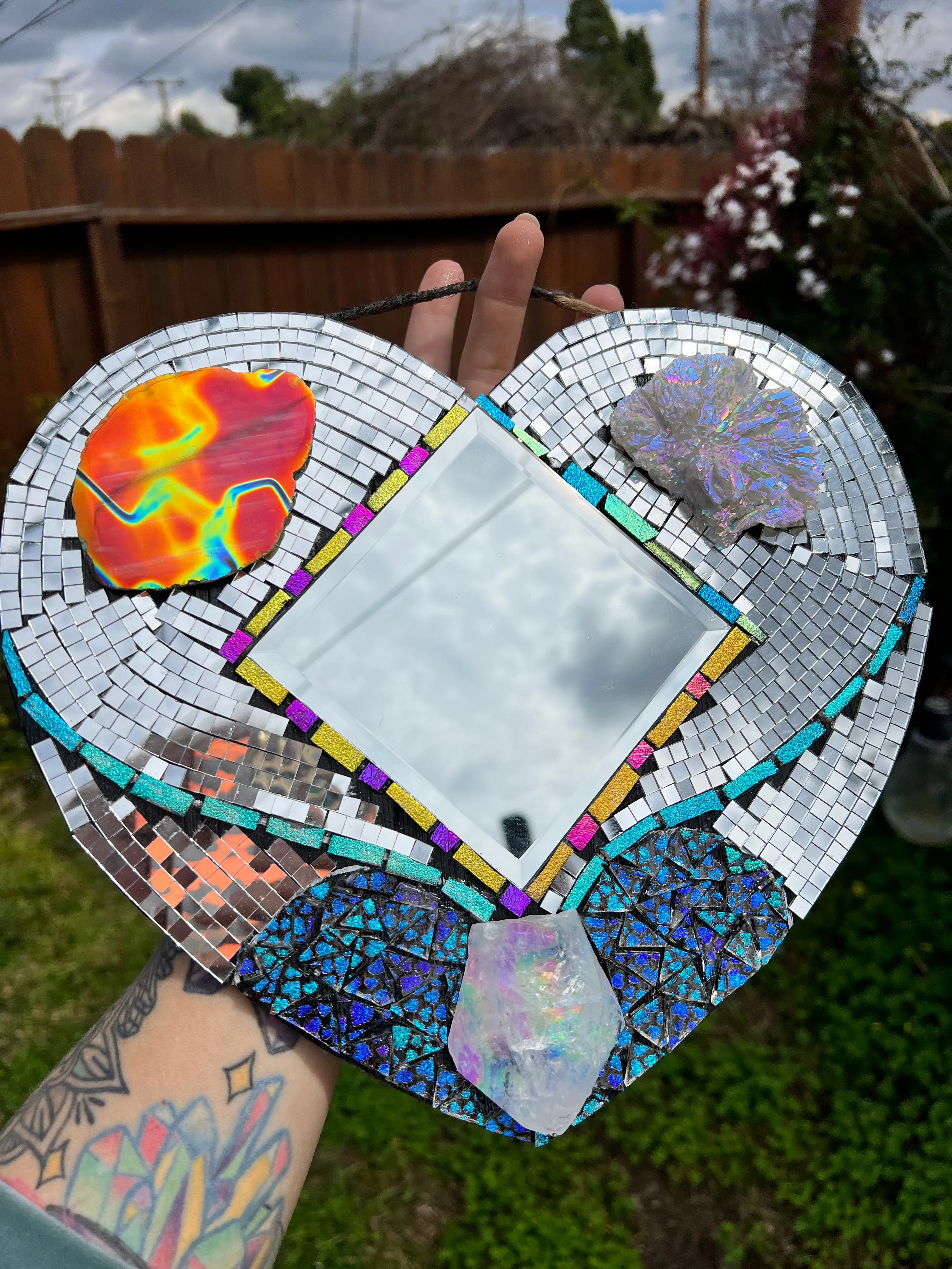 Mosaic Disco Heart Mirror