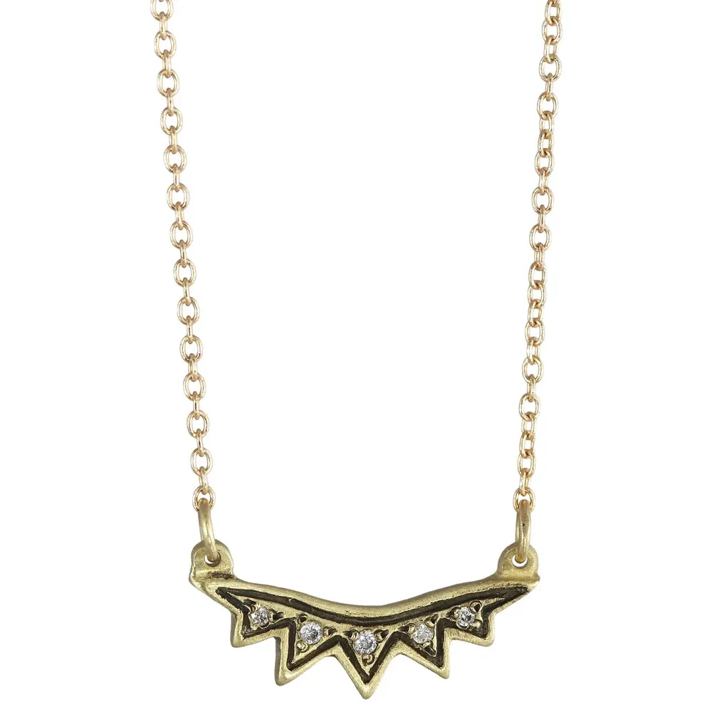 NEW! Sunburst Necklace in Gold on Oxidized Silver Chain by Sarah Swell