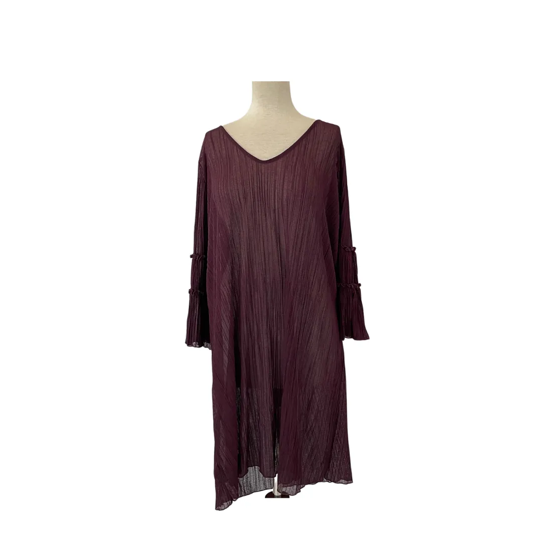 NEXT Plum Pleated Semi-sheer Long Tunic | Gently Used |