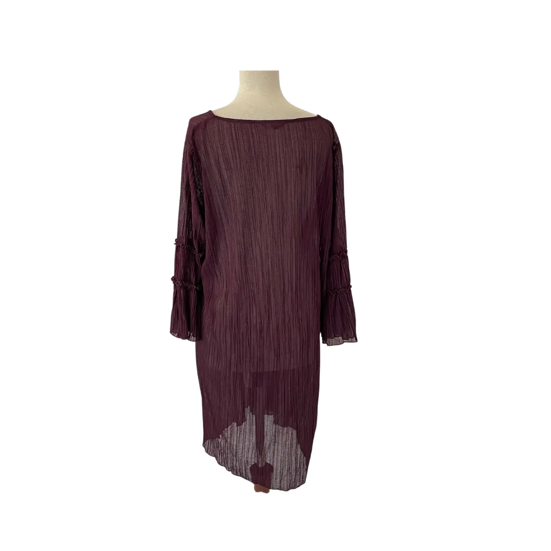 NEXT Plum Pleated Semi-sheer Long Tunic | Gently Used |