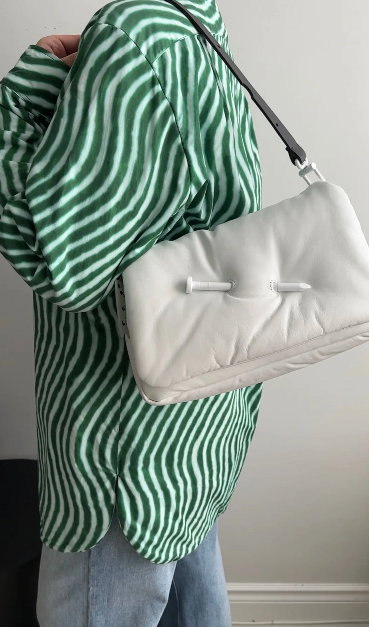 Off White Nailed Slouchy Clutch 30 White Shoulder Bag