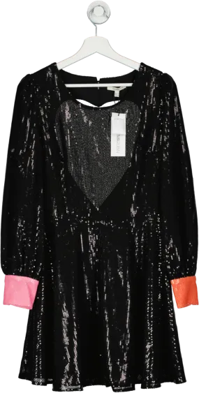 Olivia Rubin Bea Black Sequin Cut-out Heart back Dress UK 10