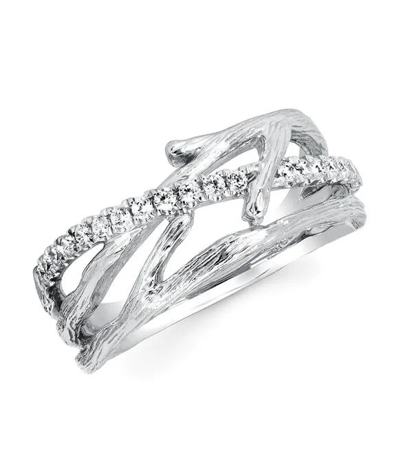 Ostbye - 14K White Gold Diamond Tree Branch Style Band