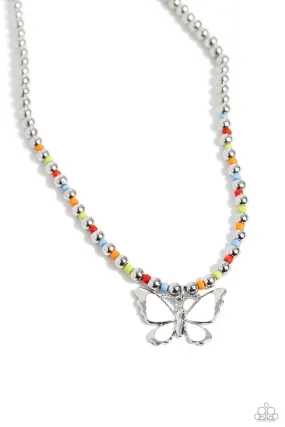 Paparazzi Vibrant Flutter White Necklace & Earring Set