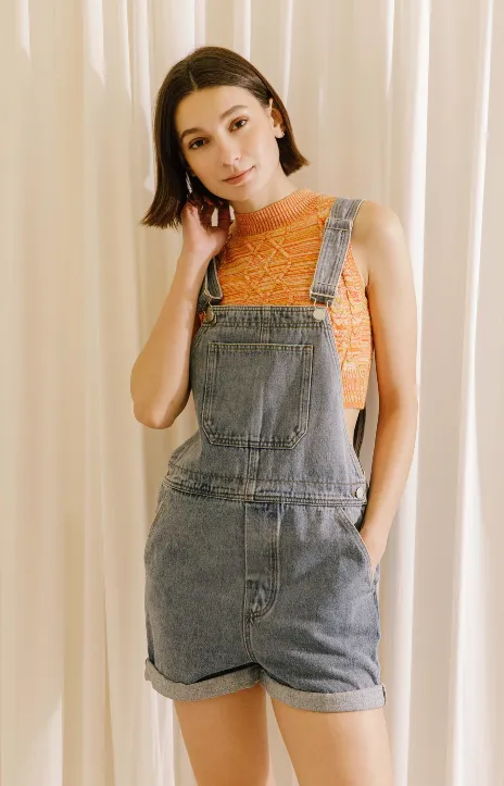 Payton Rolled Hem Overall Shorts